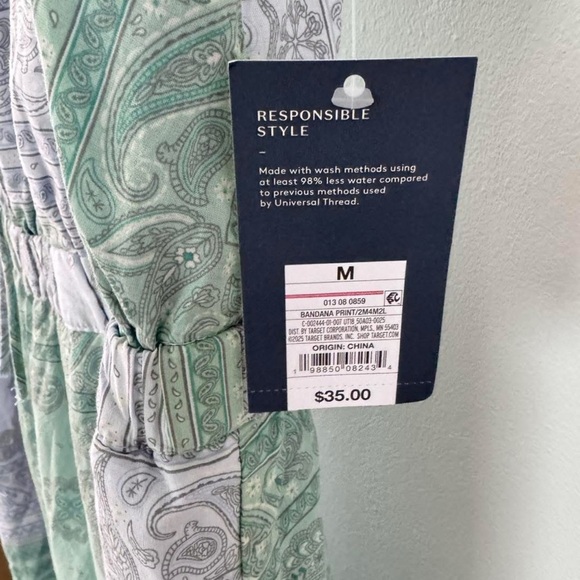 Universal Thread Green and White Sleeveless Maxi Sundress - NWT szM - Picture 3 of 5